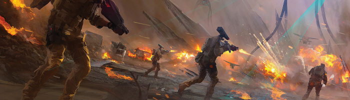 Soldaten in einem Kriegsvideospiel