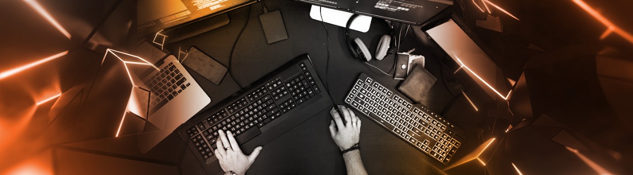 Person working at a desktop computer