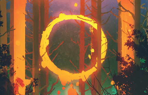 Fiery circle in a video game