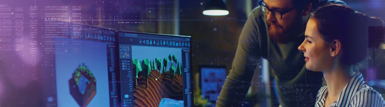 game developers working on a game